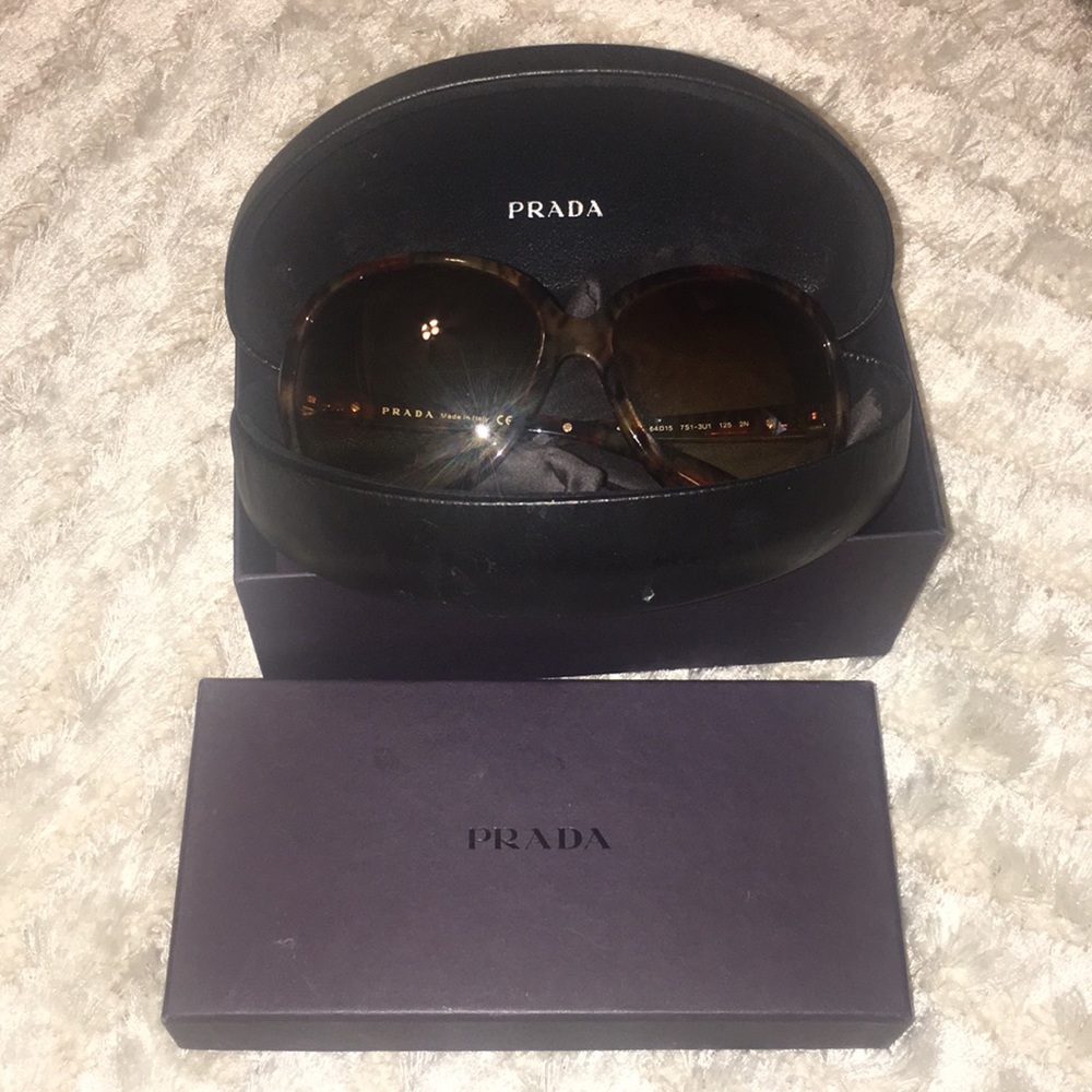 BNIB Prada tortoise gold large frame sunglasses.